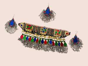 Special Afghan Women's Jewelry <b>Set</b> <b>Crystal</b> Rhinestone Trendy Dangling Ornaments Stainless Steel Craftsmanship for Party Islamic - Product Image 5