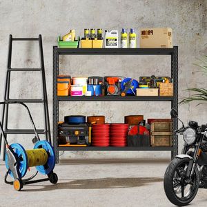 Scaffalatura Industriale a 3 Ripiani in Acciaio, 170 cm L x 50 cm P x 160 cm A, Nera, Resistente, Regolabile, per Uso in Garage - Product Image 1