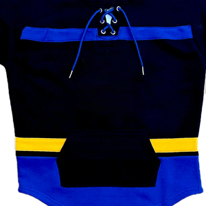 เสื้อฮู้ดปักลาย SGRho สำหรับสตรี  ผ้าฟลีซพรีเมียมสำหรับฤดูหนาว  เสื้อผ้าสไตล์กรีก  โลโก้สั่งทำได้ สีน้ำเงินทอง - Product Image 5