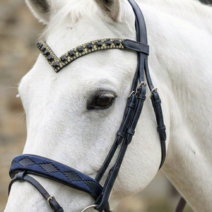 Cabezalera de Cuero de Lujo con Cristales Chaton Negros Cuadrados en Forma de V para Caballo, Arnés de Doma Ecuestre Personalizado, Venta al por Mayor OEM - Product Image 2