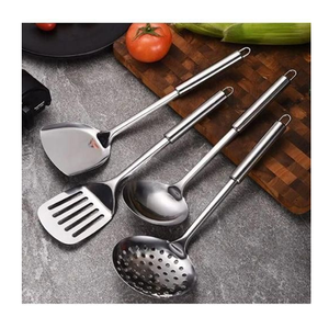 Silver Plated <b>Stainless</b> <b>Steel</b> Turner/soup Ladle/rice Spoon/skimmer Heat Insulation <b>Utensils</b> Set <b>Kitchen</b> Use In Wholesale - Product Image 1