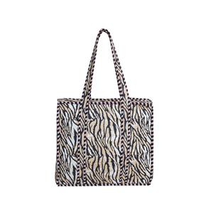 Sac fourre-tout en coton imprimé bohème, motif floral, fait main, réversible, fermeture éclair supérieure, écologique, léger, matelassé, automne, lavable - Product Image 4