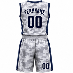 Ensembles d'uniformes de basketball unisexes pour adultes, imprimé camouflage, polyester respirant, maillots et shorts, nom de l'équipe personnalisé, marque personnalisée - Product Image 3
