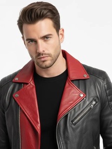 Men's Asymmetrical Black Biker Leather <b>Jacket</b> Motorcycle <b>Punk</b> Rock Zip Up <b>Jacket</b> - Product Image 4