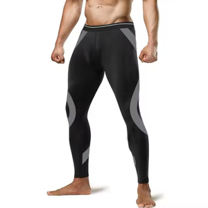 Leggings de compression intégrale pour homme, noir et gris, taille élastique, en Spandex et Nylon, motif uni - Product Image 3