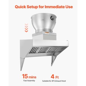 Ventilatore di scarico commerciale da 612 CFM per cucine professionali e food truck - 0.25HP 180W con aspirazione diretta per cappe e tettoie - Product Image 5