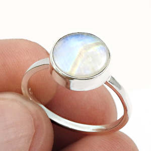 925 Sterling Silver <b>Ring</b> Comes With Classic Round Cut Rainbow Moonstone Gemstone <b>Boho</b> <b>Ring</b> For Weddings-Parties And Engagement - Product Image 4