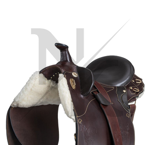 Selle de dressage australienne avancée pour l'équitation, en cuir de vachette premium, avec siège rembourré en bois renforcé et quincaillerie nickelée - Product Image 3