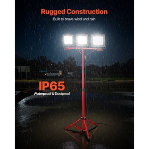 Lámpara de Trabajo LED con Soporte, 21000 Lúmenes, Tres Cabezas, Portátil, para Camping, Interruptor Individual, 10.83 pies de Alcance, para Aventuras al Aire Libre - Product Image 5