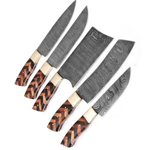 Viking Art Handmade 67-Layer Damascus <b>Sharp</b> Durable Straight Edge 5-Piece Kitchen <b>Knife</b> <b>Set</b> Wooden Ambidextrous Handles - Product Image 2