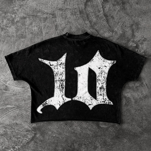 Streetwear Custom Photo Print Applique Embroidery Raglan T-<b>shirt</b> Tees Vintage Acid Wash Graphic Cropped Boxy T <b>Shirt</b> Men - Product Image 5