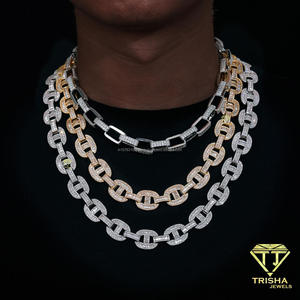 Cadena de Plata de Ley 925 de Primera Calidad con Diamantes Cultivados en Laboratorio, Tono Plateado, Eslabones Ovalados Audaces, para Marcas de Joyería al por Mayor - Product Image 3