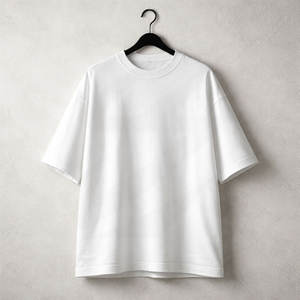 T-shirt Homme Oversize en Coton Épais 280 g/m² avec Logo 3D en Silicone Imprimé en Relief, Style Streetwear, Personnalisable OEM - Product Image 1