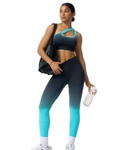 Conjunto Deportivo Personalizado con Degradado, Leggings de Yoga de Cintura Alta con Efecto Levanta Glúteos y Top Deportivo, Ropa Deportiva Transpirable para Mujer - Product Image 1