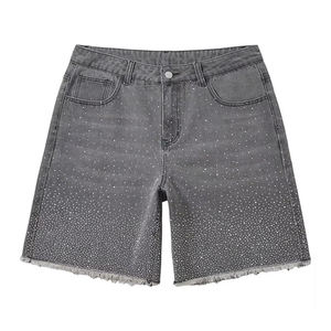 Nouvelle Collection Tendance : Short en Jean Décontracté pour Homme, Style Urbain Estival, Respirant et de Qualité Supérieure, avec Strass - Product Image 1
