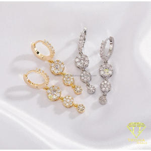 Pendientes de Aro Florales con Diamantes de Moissanita en Plata de Ley 925, Tono Dorado, Joyería de Lujo para Compradores Mayoristas - Product Image 5