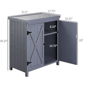 Armadio da Giardino Grigio per Esterni con Parte Superiore Zincata e Due Ripiani, Casetta Porta Attrezzi per Giardino o Accessori Piscina - Product Image 5