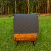 Sauna extérieur en forme de baril |   Bois de cèdre, toiture en bardeaux d'asphalte |   Options de taille personnalisée et de teinture du bois