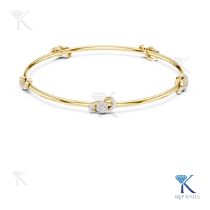 Solid Gold Diamond <b>Infinity</b> Station Bangle <b>Bracelet</b> 14K 18K Fine Women Minimalist Jewelry Manufacturer Wholesale Supplier - Product Image 1