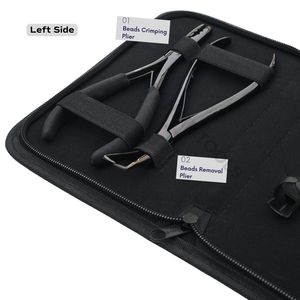Kit complet d'outils pour extensions capillaires noir : Pince de retrait Microlink, Pince à sertir les perles, Pince à boucle de tirage, Mini ciseaux et Aiguilles à coudre - Product Image 3