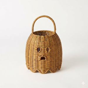 Cesta de Mimbre Hecha a Mano con Forma de Fantasma Espeluznante para Halloween, Portavelas y Cesta de Almacenamiento para Fiestas, Venta al por Mayor desde Vietnam - Product Image 1