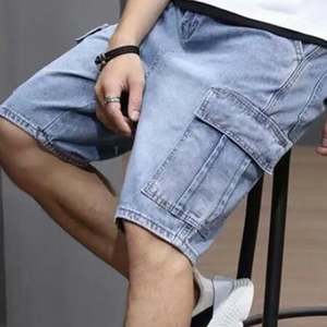 Pantalones Cortos de Mezclilla de Color Sólido para Hombre, Venta Caliente OEM, con Múltiples Bolsillos, Corte Holgado y Cómodo, Estilo Cargo para Uso Casual de Verano - Product Image 3