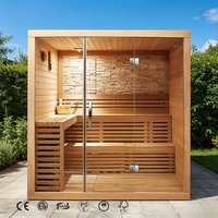 KLAFIN Chauffe-eau à vapeur électrique infrarouge panoramique moderne en cèdre, portable, pour intérieur et extérieur, en forme de baril ou de cube, pour villas, spas et baignoires