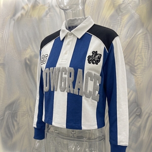 Maillot de football rayé Snowgrace à manches longues avec logo brodé, col rabattu, unisexe, adulte, coupe classique - Product Image 4