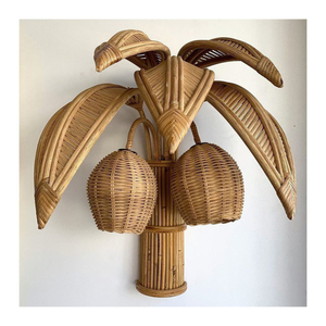 Handmade Rattan Palm Tree <b>Table</b> <b>Lamp</b> Eco-friendly Woven <b>Wicker</b> Coconut Tree Desk Light for Tropical Coastal Bedroom Living Room - Product Image 6