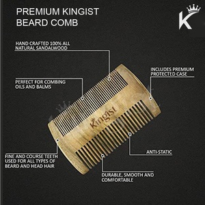 Peigne à barbe à dents larges pour hommes, peigne à barbe en bois avec logo personnalisé, étiquette privée, vente en gros - Product Image 3