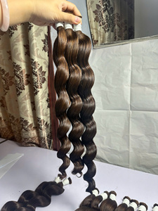 ผมต่อเวียดนาม AZURA HAIR แบบลอนลึก เกรด Remy แบบมัดเป็นช่อ  แบบ Single Drawn  แบบ Machine Bulk สีน้ำตาล - Product Image 4