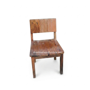 Chaise de salle à manger rustique artisanale et durable en bois de bateau recyclé, couleur naturelle, écologique, pour mobilier de villas, maisons de vacances et hôtels. - Product Image 1