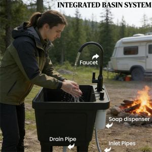 Fregadero Portátil Independiente de Color Negro para Camping y Cocina - Product Image 4