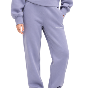 Pantalones Deportivos de Felpa Lavanda para Mujer, Cintura Elástica, Dobladillo con Puños, Corte Holgado, Suaves y Casuales para Invierno - Product Image 3