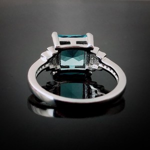 Anillo de compromiso y promesa de boda Ava Aquamarine Solitaire de plata de ley con piedra preciosa, regalo para mujer - Product Image 6