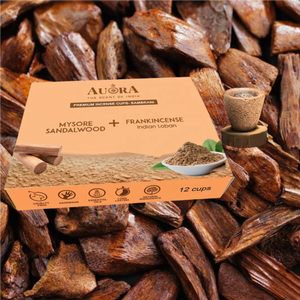 Boîte de 12 encens de luxe, longue durée, Dhoop Havan Sambrani, bois de santal indien naturel, étiquette privée, désodorisant d'ambiance - Product Image 1