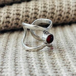 Minimalist Tribal garnet Brass <b>Ring</b> <b>Silver</b> Plated <b>Adjustable</b> Vintage Wholesale <b>Ring</b> For Women - Product Image 2