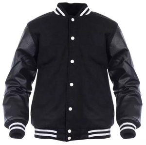 Chaqueta Varsity de Béisbol Personalizada con Logotipo, de Piel de Oveja Revestida, Impermeable, Cortavientos, Transpirable, con Cuello Redondo y Puños Acanalados para Hombre - Product Image 3