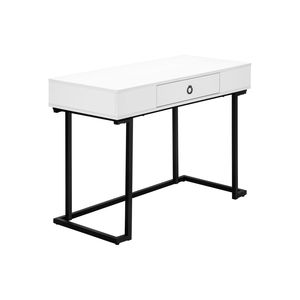 Scrivania Moderna Contemporanea da 42 Pollici per Ufficio Domestico con Cassetti Portaoggetti, Laminato Bianco Lucido e Metallo Nero per Lavoro con Laptop - Product Image 2