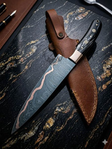 NEW FRIEND INDUSTRIES Couteau de chef japonais professionnel forgé à la main en cuivre Damas, lame de 8 pouces, outil de cuisine ambidextre - Product Image 5