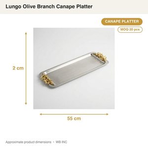Bandeja de Acero Inoxidable SS304 de 55 cm con Acabado Satinado y Detalles en Oro, con Asas en Forma de Rama, para Decoración del Hogar - Product Image 4