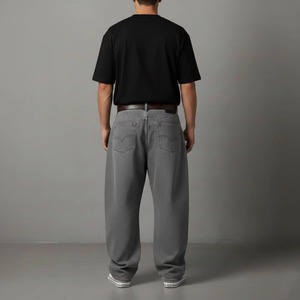 Pantalones Cargo Grises para Hombre con Logotipo de Llama en el Bolsillo Derecho, Cintura Alta, Estilo Casual, Lavado a la Piedra, para Otoño - Product Image 4