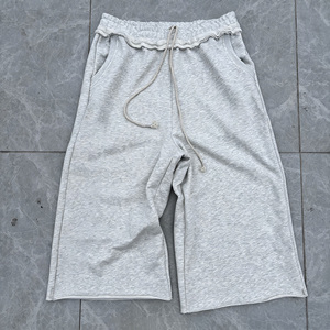 OEM Custom <b>Men's</b> Knee Length Sweat Shorts 100% Cotton Fleece Distressed Elastic <b>Belt</b> Bermuda Shorts <b>Men's</b> Casual Shorts - Product Image 1