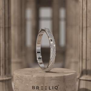 Anillo de Diamantes con Cuerda Trenzada de Oro Sólido de 14K, Diamante Redondo Cultivado en Laboratorio, Banda Cruzada con Pavé, Joyería Fina Elegante y Apilable - Product Image 1