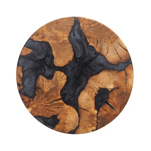 Planche à charcuterie ronde en bois, conforme aux normes alimentaires de la FDA, taille personnalisée, design rivière en résine époxy, pour la cuisine et la décoration de cadeaux - Product Image 2