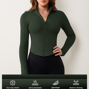 Veste de yoga et de course en plein air pour femme, amincissante, à manches longues, en nylon et élasthanne, sans couture, taille haute, anti-humidité - Product Image 5