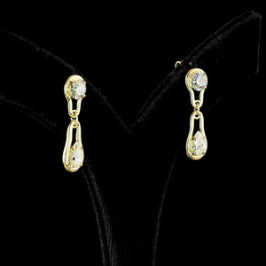 Pendientes de Dos Piedras con Diamantes Cultivados en Laboratorio, Corte Redondo y en Forma de Pera, Oro de 10K-18K, Plata 925/935, Joyería Fina para Bodas y Fiestas - Product Image 3