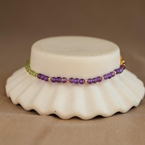 Pulsera de Peridoto y Amatista Natural, Joyería de Cristal para Manifestar, Pulsera Delicada de Piedras Preciosas, Regalo para Ella - Product Image 3