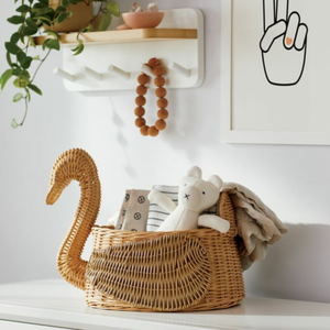 Cesta de Mimbre Decorativa con Forma de Cisne para Guardar Juguetes y Ropa en la Habitación de los Niños, Hecha a Mano - Product Image 3