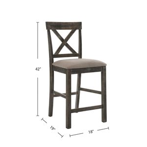 Set di 2 Sgabelli da Bar Alti con Seduta Imbottita in Lino, Colore Beige e Grigio Anticato, con Seduta Confortevole - Product Image 3